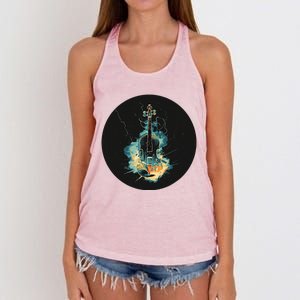 Electric Thunder Violin For Bold Sounds And Violins Lovers Women's Knotted Racerback Tank