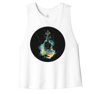 Electric Thunder Violin For Bold Sounds And Violins Lovers Women's Racerback Cropped Tank