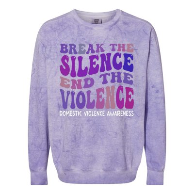 End The Violence Domestic Violence Awareness Groovy Colorblast Crewneck Sweatshirt