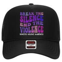 End The Violence Domestic Violence Awareness Groovy High Crown Mesh Back Trucker Hat