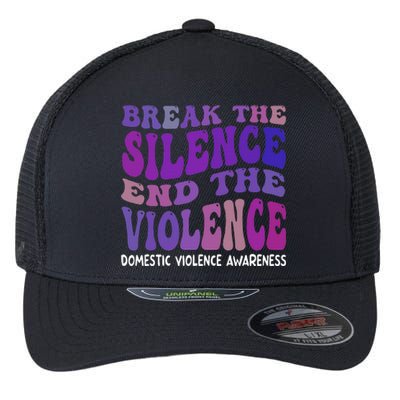 End The Violence Domestic Violence Awareness Groovy Flexfit Unipanel Trucker Cap