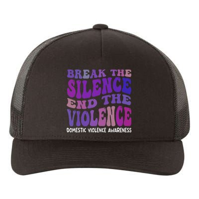 End The Violence Domestic Violence Awareness Groovy Yupoong Adult 5-Panel Trucker Hat