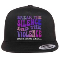 End The Violence Domestic Violence Awareness Groovy Flat Bill Trucker Hat