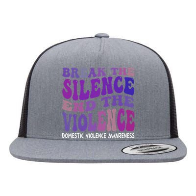 End The Violence Domestic Violence Awareness Groovy Flat Bill Trucker Hat