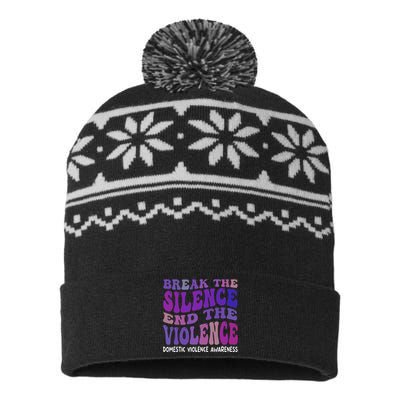 End The Violence Domestic Violence Awareness Groovy USA-Made Snowflake Beanie