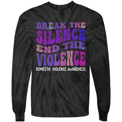 End The Violence Domestic Violence Awareness Groovy Tie-Dye Long Sleeve Shirt