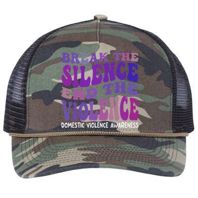 End The Violence Domestic Violence Awareness Groovy Retro Rope Trucker Hat Cap