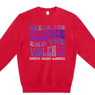 End The Violence Domestic Violence Awareness Groovy Premium Crewneck Sweatshirt