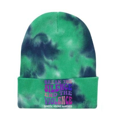 End The Violence Domestic Violence Awareness Groovy Tie Dye 12in Knit Beanie