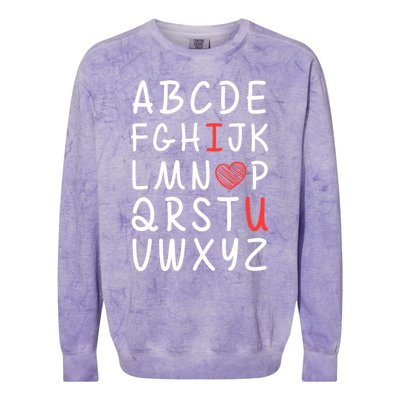 English Teacher Valentines Alphabet Abc I Love You Gift Colorblast Crewneck Sweatshirt