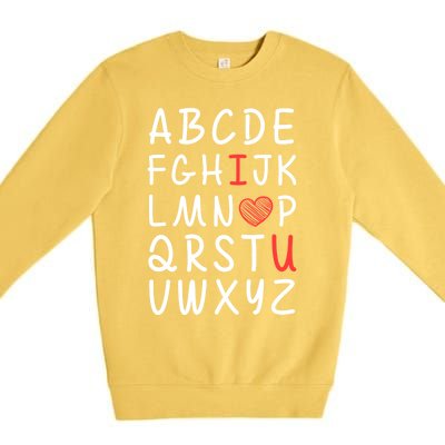 English Teacher Valentines Alphabet Abc I Love You Gift Premium Crewneck Sweatshirt