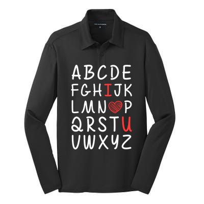 English Teacher Valentines Alphabet Abc I Love You Gift Silk Touch Performance Long Sleeve Polo