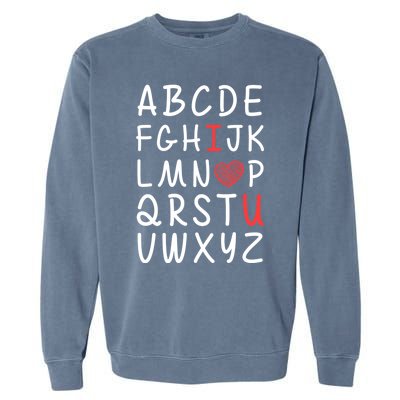 English Teacher Valentines Alphabet Abc I Love You Gift Garment-Dyed Sweatshirt