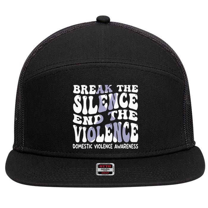 End The Violence Domestic Violence Awareness Groovy 7 Panel Mesh Trucker Snapback Hat