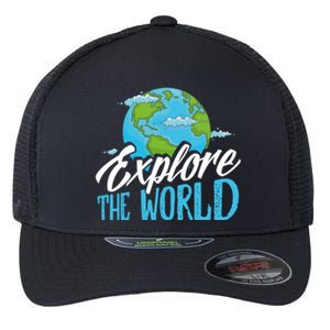 Explore The World Bucket List Goals 7 Continents Exploration Gift Flexfit Unipanel Trucker Cap