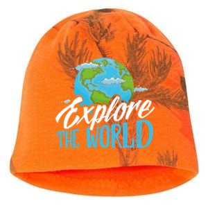 Explore The World Bucket List Goals 7 Continents Exploration Gift Kati - Camo Knit Beanie