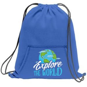 Explore The World Bucket List Goals 7 Continents Exploration Gift Sweatshirt Cinch Pack Bag