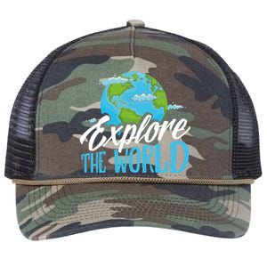 Explore The World Bucket List Goals 7 Continents Exploration Gift Retro Rope Trucker Hat Cap