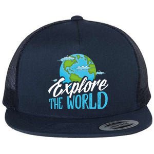 Explore The World Bucket List Goals 7 Continents Exploration Gift Flat Bill Trucker Hat