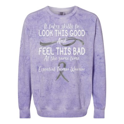 Essential Tremor Warrior It Takes Skills To Look This Good And Feel This Bad Colorblast Crewneck Sweatshirt