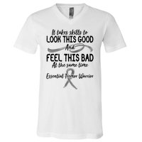 Essential Tremor Warrior It Takes Skills To Look This Good And Feel This Bad V-Neck T-Shirt