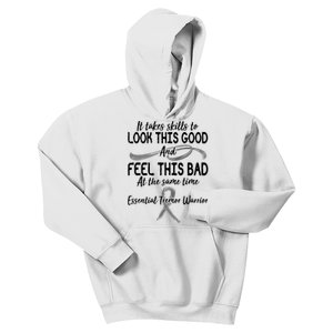 Essential Tremor Warrior It Takes Skills To Look This Good And Feel This Bad Kids Hoodie