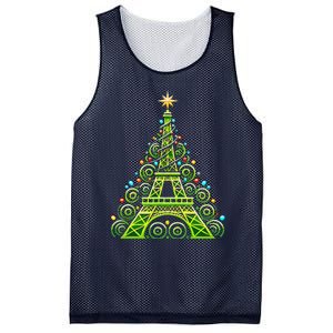 Eiffel Tower Wrapped In Christmas Tree Lights French Women Mesh Reversible Basketball Jersey Tank