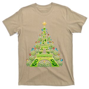 Eiffel Tower Wrapped In Christmas Tree Lights French Women T-Shirt