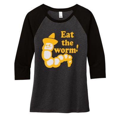 Eat The Worm Women's Tri-Blend 3/4-Sleeve Raglan Shirt