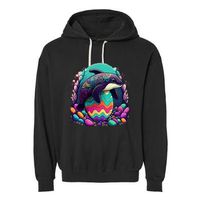 Easter tops with adorable Orca Art and egg Garment-Dyed Fleece Hoodie