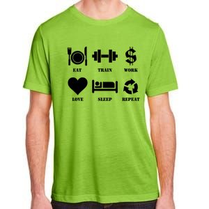 Eat Train Work Love Sleep Repeat Gift Motivational Gym Gift Adult ChromaSoft Performance T-Shirt