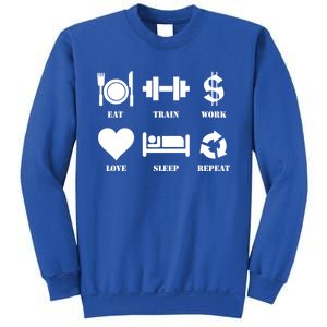 Eat Train Work Love Sleep Repeat Gift Motivational Gym Gift Sweatshirt