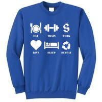 Eat Train Work Love Sleep Repeat Gift Motivational Gym Gift Sweatshirt