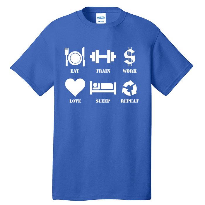 Eat Train Work Love Sleep Repeat Gift Motivational Gym Gift Tall T-Shirt