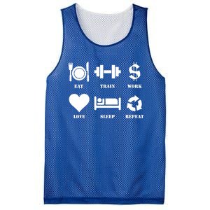 Eat Train Work Love Sleep Repeat Gift Motivational Gym Gift Mesh Reversible Basketball Jersey Tank