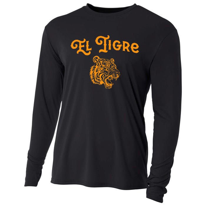 El Tigre With A Tiger Head Tiger Cooling Performance Long Sleeve Crew