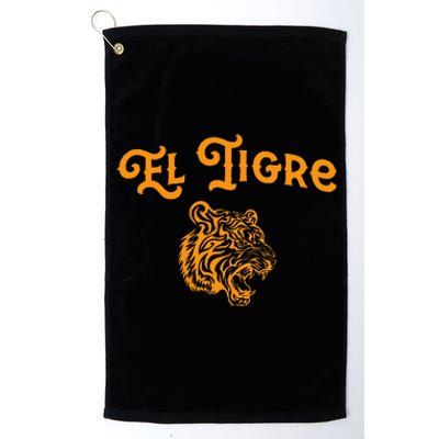 El Tigre With A Tiger Head Tiger Platinum Collection Golf Towel