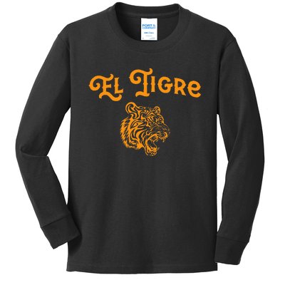 El Tigre With A Tiger Head Tiger Kids Long Sleeve Shirt