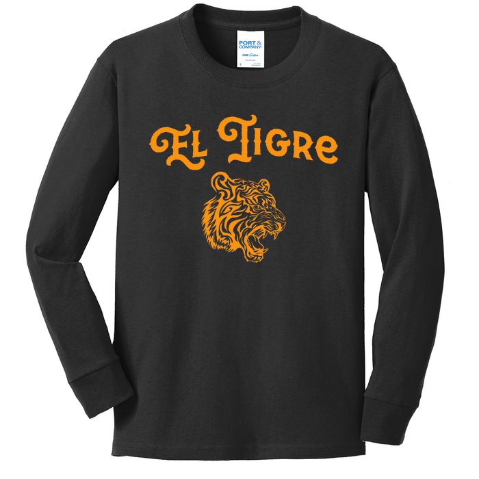 El Tigre With A Tiger Head Tiger Kids Long Sleeve Shirt