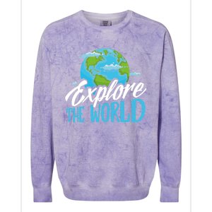 Explore The World Bucket List Goals 7 Continents Exploration Gift Colorblast Crewneck Sweatshirt