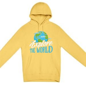 Explore The World Bucket List Goals 7 Continents Exploration Gift Premium Pullover Hoodie