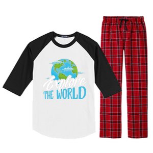 Explore The World Bucket List Goals 7 Continents Exploration Gift Raglan Sleeve Pajama Set