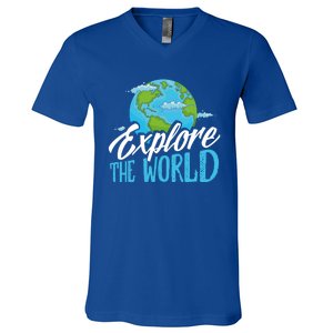 Explore The World Bucket List Goals 7 Continents Exploration Gift V-Neck T-Shirt