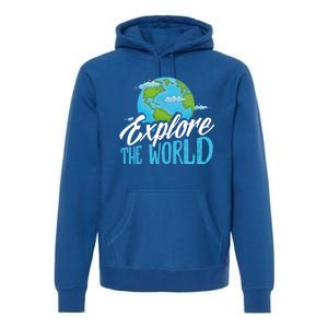 Explore The World Bucket List Goals 7 Continents Exploration Gift Premium Hoodie