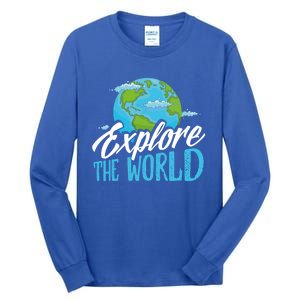 Explore The World Bucket List Goals 7 Continents Exploration Gift Tall Long Sleeve T-Shirt