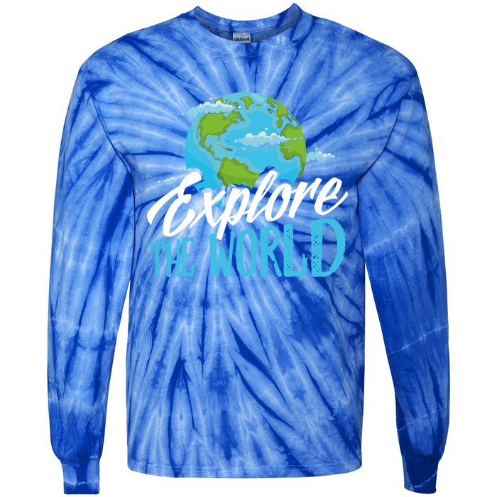 Explore The World Bucket List Goals 7 Continents Exploration Gift Tie-Dye Long Sleeve Shirt