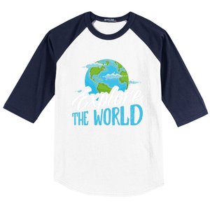 Explore The World Bucket List Goals 7 Continents Exploration Gift Baseball Sleeve Shirt