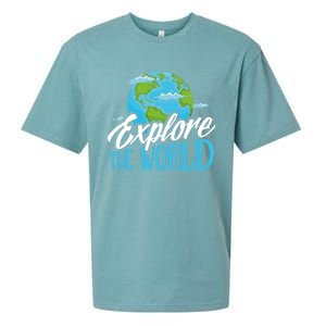 Explore The World Bucket List Goals 7 Continents Exploration Gift Sueded Cloud Jersey T-Shirt