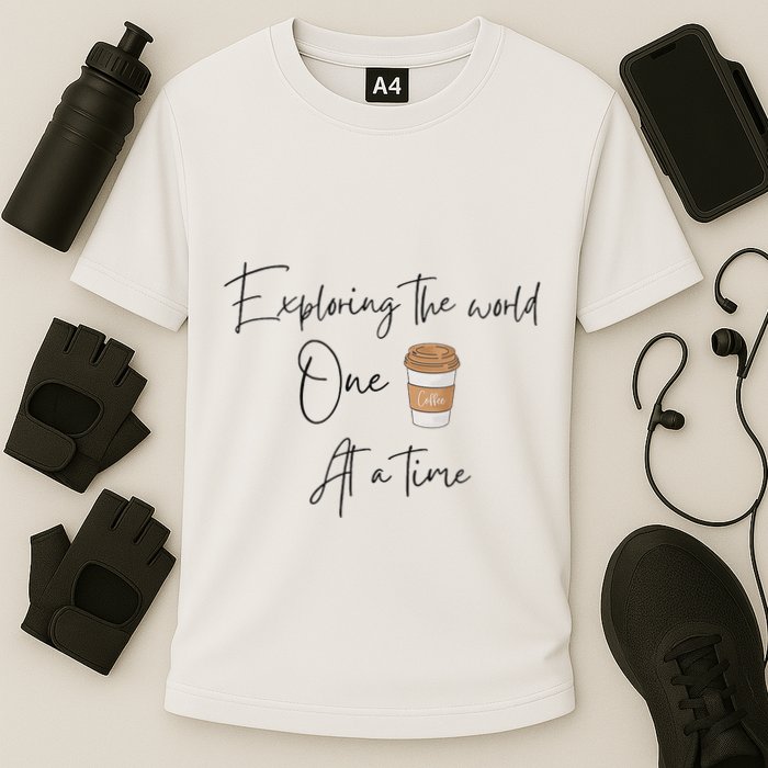 Exploring The World One Coffee At A Time For Travel Lovers Performance Shirt