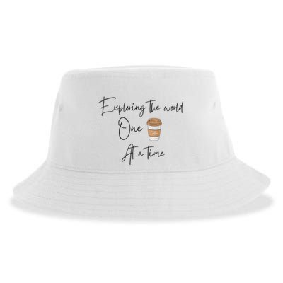Exploring The World One Coffee At A Time For Travel Lovers Sustainable Bucket Hat